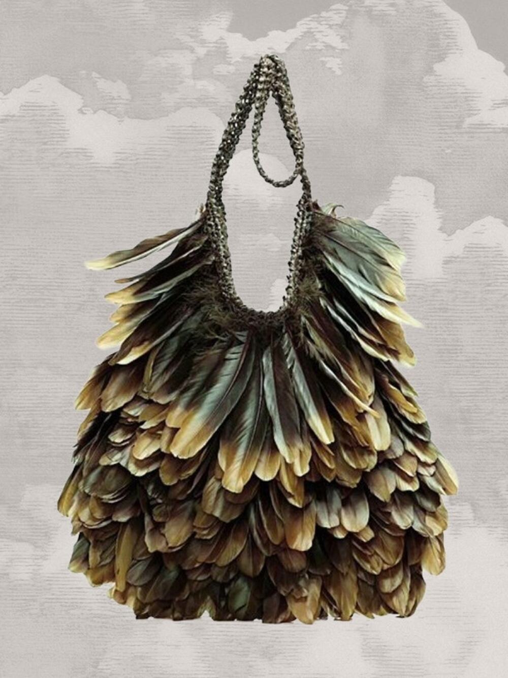 TOM FORD S/S 2014 Runway Feather Bag Crochet Crossbody
